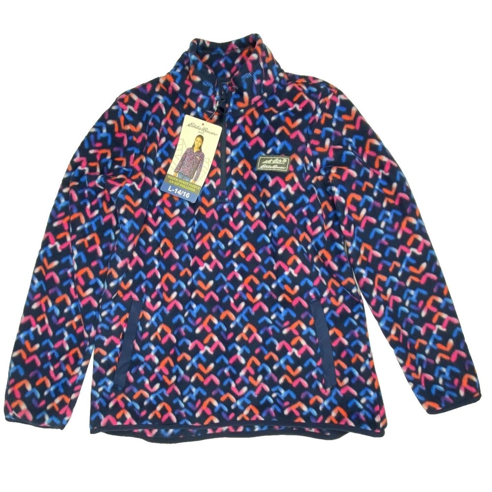 NWT‎ Eddie Bauer Kids Youth Large 14/16 Fleece 1/4 Zip Pullover Multicolor Soft - Picture 2 of 8